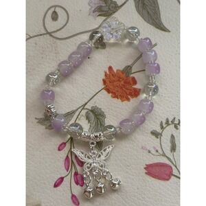 Butterfly glass Bracelet Set Pink Purple Whimsical Fairycore Charms 2pc